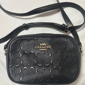 Coach Black Embossed Leather Crossbody Bag